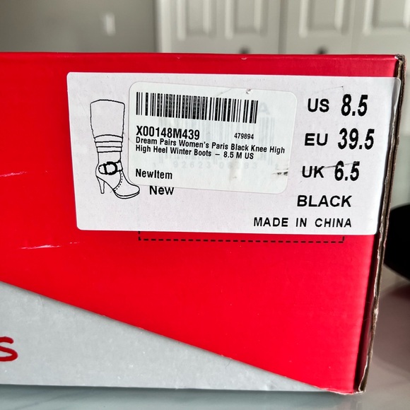 Dream Pairs Paris Black Heeled Boots with Rhinestone Buckle 8.5M - Picture 4 of 5